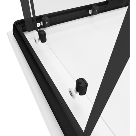 Schulte Duschkabine Sunny Eckeinstieg mit Schiebetüren, variabel von 75 - 90 cm, 180 cm, Montage auf Duschwanne oder Fliese, Profilfarbe Mattschwarz, 4 mm Sicherheitsglas (ESG) Dekor Depoli light