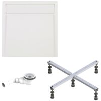 Schulte Duschwanne Brava - aus hochwertigem Sanitäracryl, Komplett Set inkl. Fußgestell und Ablauf, Farbe: Weiß, Größe: 100 x 100 cm