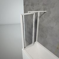 Schulte Duschabtrennung für Badewanne Smart, 3-teilig mit Seitenwand, 3 mm Sicherheitglas (ESG) Klar hell, Faltwand: 129 x 121 cm, Seitenwand geeignet für eine 73 - 76 cm Wanne, Profilfarbe: Alpinweiß