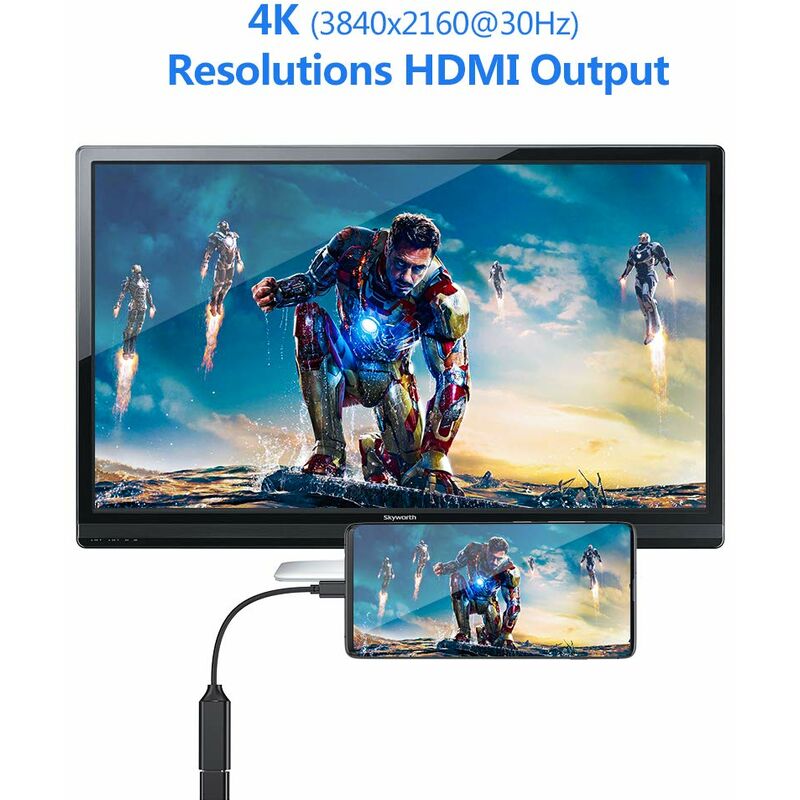 Compatible avec Thunderbolt 3 Adaptateur USB C vers HDMI Samsung Note 9 / S9 / Note 8 / S8 Huawei Mate 20 noir Adaptateur USB Type C à HDMI 4k Sortie Vidéo Audio pour MacBook Pro 2018/2017/2016 