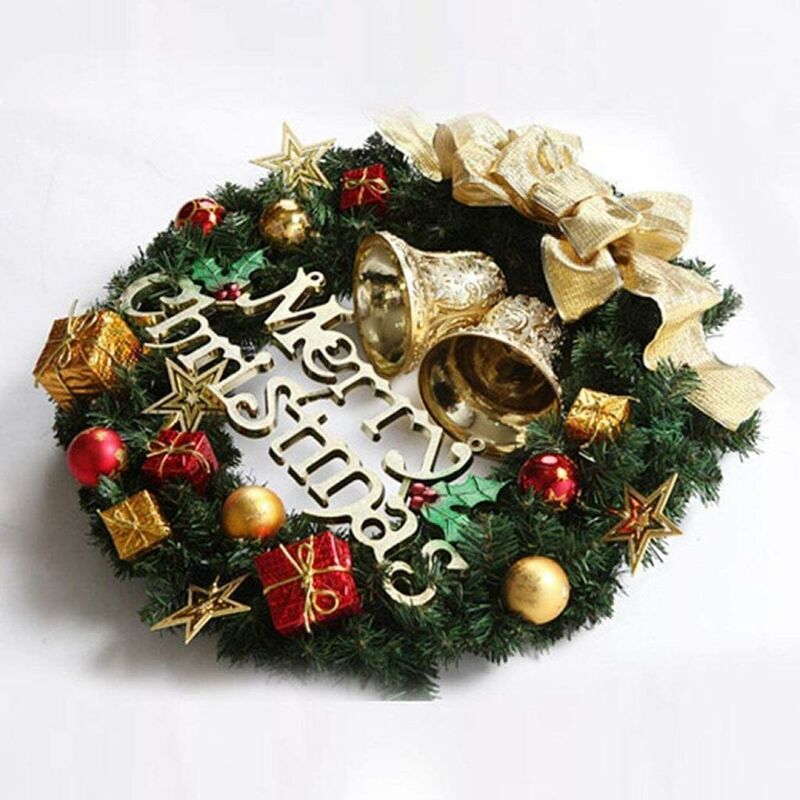 Couronne de Noël - décorée - 34 cm - plastique - accroche-porte en fer  inclus | bol