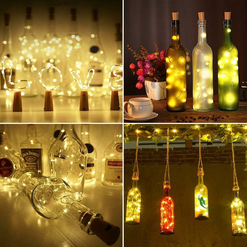 LED Bouteille Feux de liège, Alimenté par USB Rechargeable, 1.9m