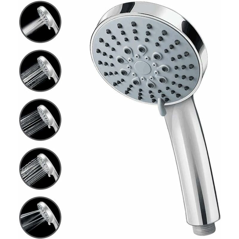 Newentor Pommeau de douche à effet pluie, douchette à main, grand pommeau  de douche à économie d'eau, haute pression, pommeau de douche XXL avec 6  types de jet (sans tuyau) : 