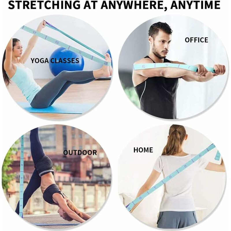 Sangle de yoga sangles extensibles ceinture de yoga à 12 segments pour  physiothérapie pilates danse gymnastique étirement bande de fitness non  élastique