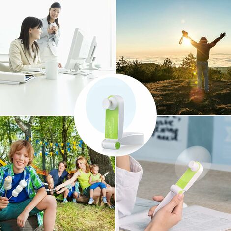 Vert 2 Mini Ventilateur à Main,Vennisa Ventilateur de poche silencieux à piles pour Maison,Sport Bureau et Voyage