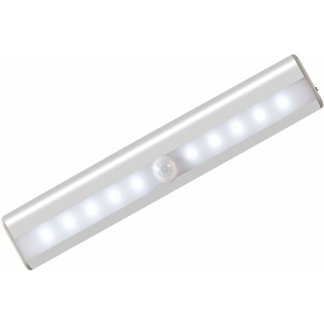 Lumière de Placard Portable Klighten 2 Pcs Lampe de Placard 113 LED 5800-6200K Détecteur de Mouvement 60cm Baladeuse de Secours Argent Sans Fil Rechargeable USB 3 Modes d’Éclairage Aimanté 
