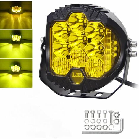 phares - feux,YELLOW--Feux latéraux de voiture LED 12V, 2 pièces,  feux'avertissement'arrêt pour voitures, camion, rouge, jaune, blan