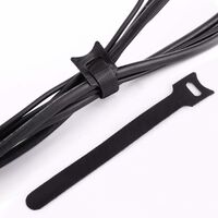 Noir Réglable Réutilisable Serre Cable Auto-agrippant Attache-câble Autocollants Magiques Forme T Attache Cable 100 Pièces 150 x 12 mm 