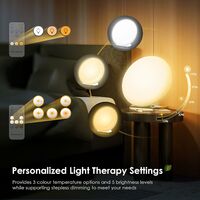 Lampe de luminothérapie lampe SDD 10000 Lux avec 3 modes de couleurs, 5 niveaux de luminosité, lampe de luminothérapie portable avec télécommande et 4 réglages de minuterie, lampes solaires réglables pour la maison/le bureau sans UV