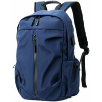 Sac à dos de sport pour femme, sac de voyage pour homme, sac à dos scolaire, sac à dos d'affaires avec port de charge USB pour ordinateur portable 14 pouces, modèle : bleu