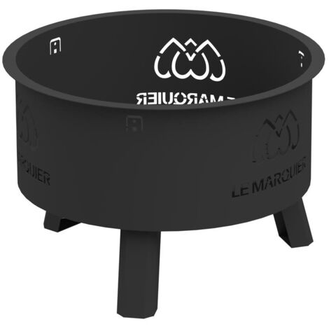 Le Marquier – Brasero original noir 61 cm – Acier noir – Hauteur 41 cm – Grille de cuisson en option – Ambiance chaleureuse pour jardin (1/5)