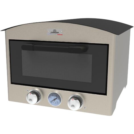Le Marquier – Four à pizza électrique 450°C – Pierre réfractaire amovible 34,5x37,6 cm – Châssis inox satiné – Utilisation intérieure/extérieur