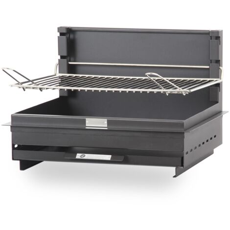 Le Marquier – Barbecue charbon vintage Montory 61 x 40 cm – Foyer horizontal avec grille réglable – Acier avec tiroir à cendres – Pour 6 à 10 couverts