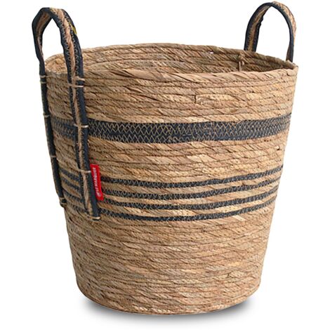 Le Marquier – Panier à bûches en jonc tressé naturel – Dimensions 40x40x42 cm – Pour bûches jusqu'à 40 cm – Accessoire décoratif contemporain
