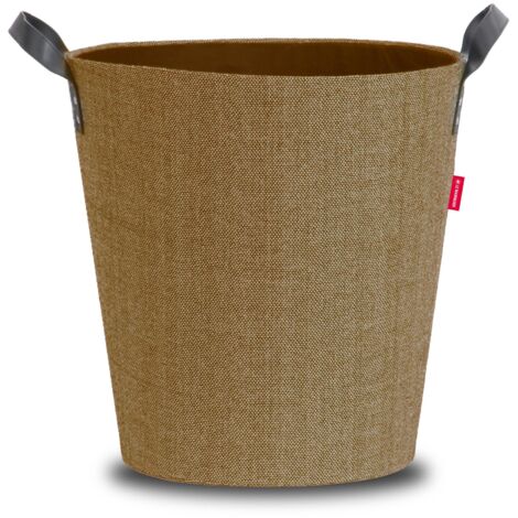 Le Marquier – Panier à bûches et granulés 44x44x45 cm – Tissu sable – Capacité 2 sacs 15 kg – Tenue rigide avec 2 anses