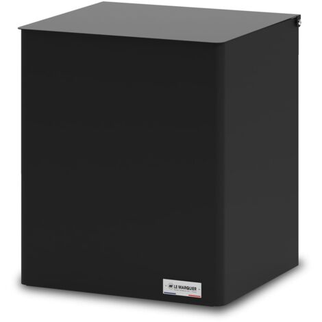 Le Marquier – Coffre à granulés en acier peint noir – Couvercle rabattable – Dimensions 40 x 35 x 45 cm – Pour bois d'allumage