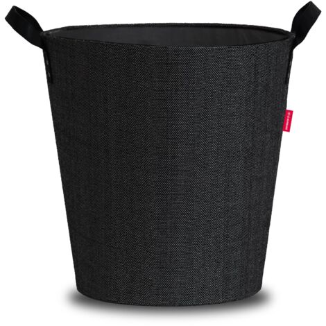 Le Marquier – Panier à bûches et granulés rond noir – Tissu résistant – Dimensions 44 x 44 x 45 cm – Capacité 2 sacs de 15 kg