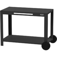 Le Marquier – Chariot à plancha 110 cm noir – 2 plateaux 110x64 cm – 2 grandes roues – Montage facile – Certification Origine France Garantie