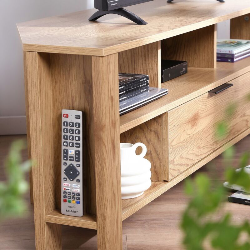 Meubles Tv, Meubles De Salon Avec 3 Compartiments Ouverts Et Fermés