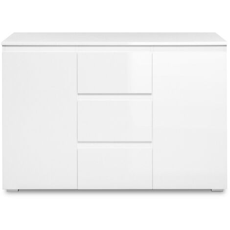 CALICOSY - Buffet 2 Portes 3 Tiroirs Blanc L120 cm - PRETORIA