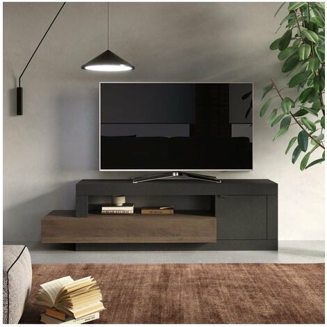 CALICOSY - Meuble TV 1 porte et 1 tiroir Journey - L160 cm (1/2)
