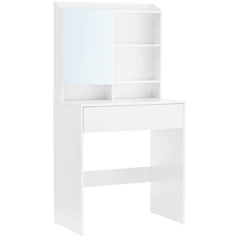 CALICOSY - Coiffeuse 1 tiroir et 3 étagères avec miroir - H136 cm