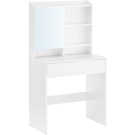 CALICOSY - Coiffeuse 1 tiroir et 3 étagères avec miroir - H136 cm