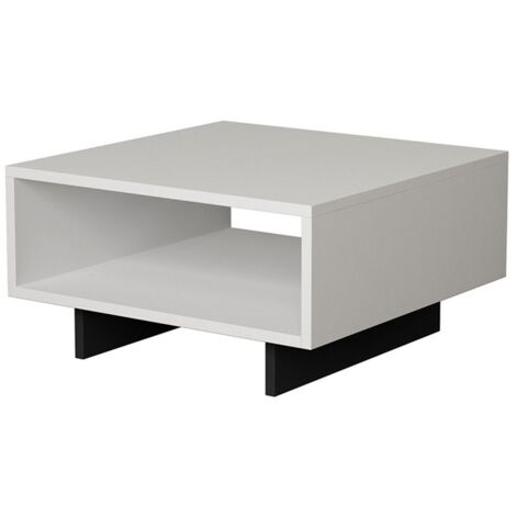Cotecosy – Table basse fixe 60 cm – 1 étagère en panneaux de particules mélaminés – Label FSC bois recyclé – Design fonctionnel et spacieux (1/3)