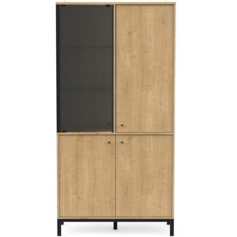 Calicosy Kleiderschrank 4 Türen - Eiche & Graphit 180cm Breite