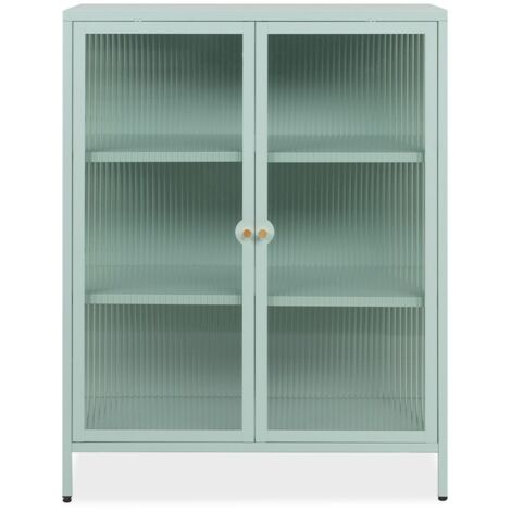 CALICOSY - Buffet 2 portes vitrées et étagères en métal L80 cm - MILTON (1/5)