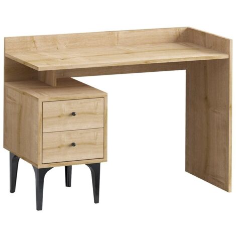 CALICOSY - Bureau avec rangement 2 tiroirs décor bois chêne L100 cm - PUUK (1/4)