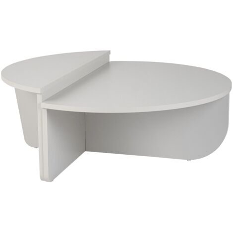 Calicosy – Table basse gigogne ronde en panneau de particules mélaminé gris – Lot de 2 tables – Dimensions 90x60x30 cm et 85x30x35 cm – Design moderne pour salon ou bureau