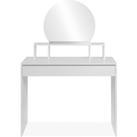 CALICOSY - Coiffeuse 1 miroir arrondi, 3 niches supérieures et 1 grand tiroir L100cm - IMAGE (1/5)
