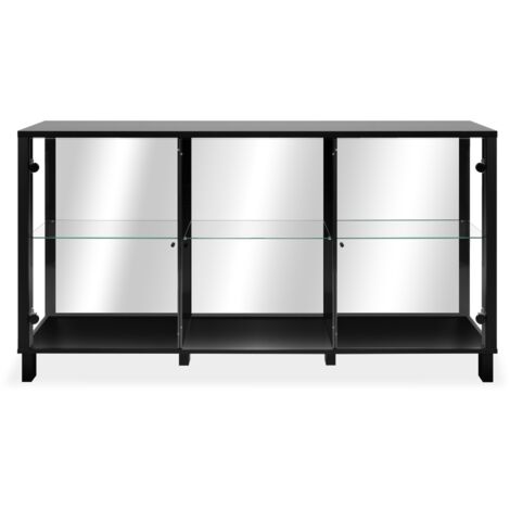 CALICOSY - Buffet 3 portes vitrées et 3 étagères en verre L160cm - ALBI (1/5)