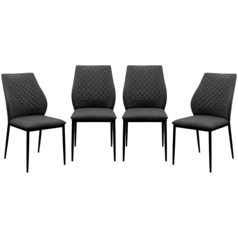 CALICOSY - Lot de 4 chaises en tissu capitonné avec structure en métal L48cm - LILLIE (1/5)