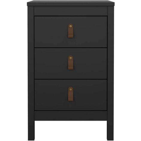 CALICOSY - Table de chevet 3 tiroirs noir mat H70,1 cm - BARCELONE (1/5)