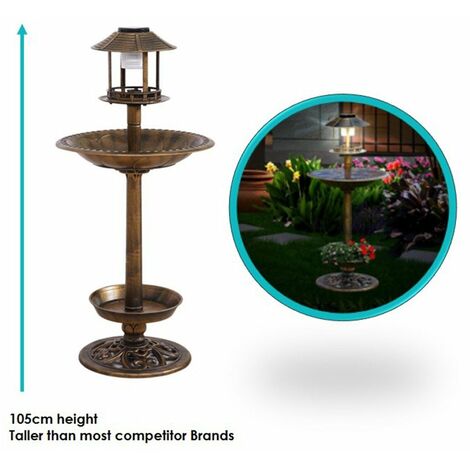 ASTUCEO - Fontaine oiseaux avec lampe solaire 4 en 1