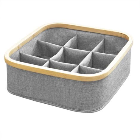 CALICOSY - Panier cadre bambou 9 compartiments coloris gris (1/2)