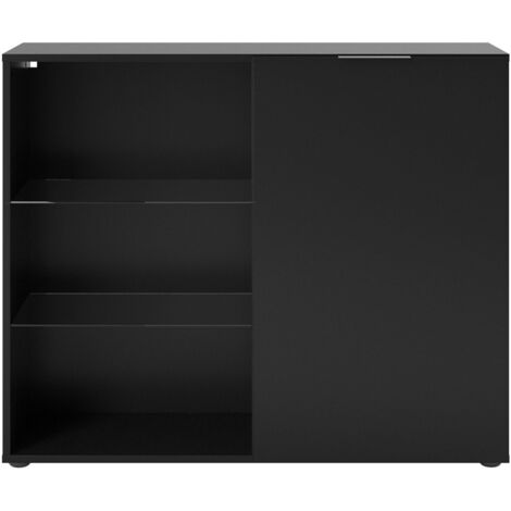 CALICOSY - Commode 1 Porte 3 Étagères L99cm - Dark