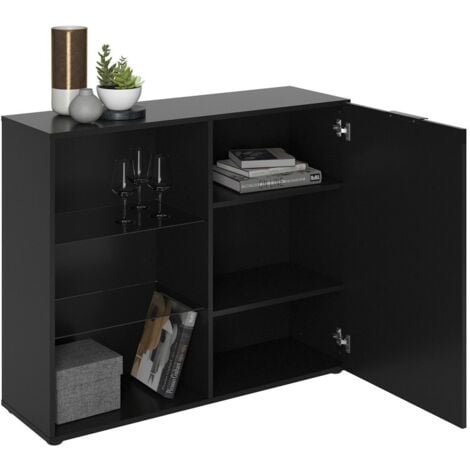 CALICOSY - Commode 1 Porte 3 Étagères L99cm - Dark