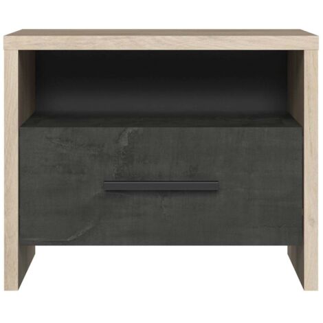 CALICOSY - Chevet 1 Tiroir 1 Niche Décor chêne et noir L49.6 x H40 cm - Colorado (1/5)