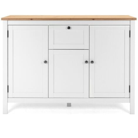 CALICOSY - Buffet 3 portes 1 tiroir L120 cm - Décor Blanc - BERGEN