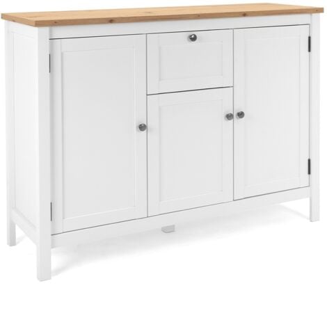 CALICOSY - Buffet 3 portes 1 tiroir L120 cm - Décor Blanc - BERGEN