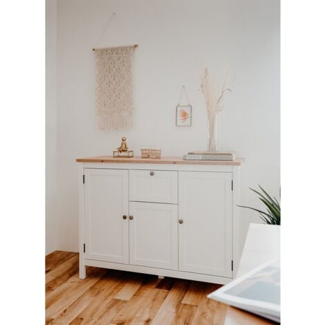 CALICOSY - Buffet 3 portes 1 tiroir L120 cm - Décor Blanc - BERGEN