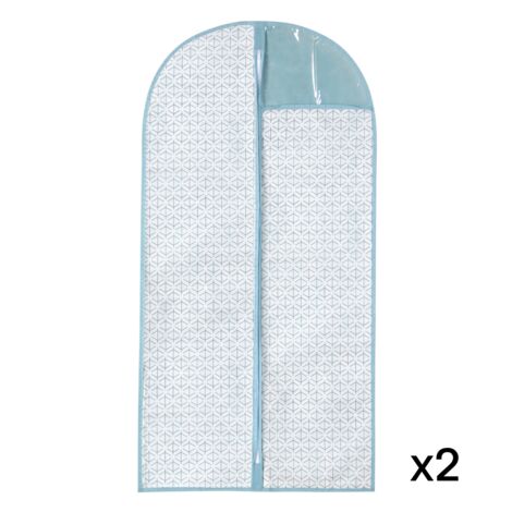 CASÂME - 2 housses pour vêtement blanc et bleu - H120 cm (1/3)