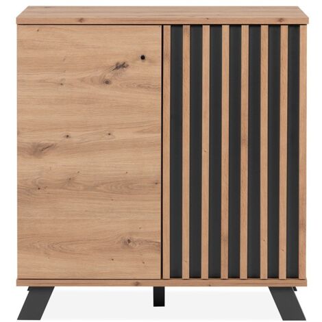 Buffet 2 portes en chêne artisan L80 cm – Design contemporain – Dimensions 80x40x85 cm – Pour petits espaces