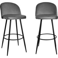 CALICOSY - Lot de 2 chaises de bar velours L52 cm - HOUNDI
