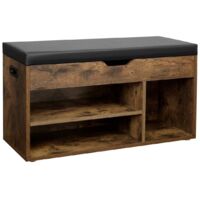 CALICOSY - Banc à Chaussures 3 compartiments et 1 Coffre - L80 cm