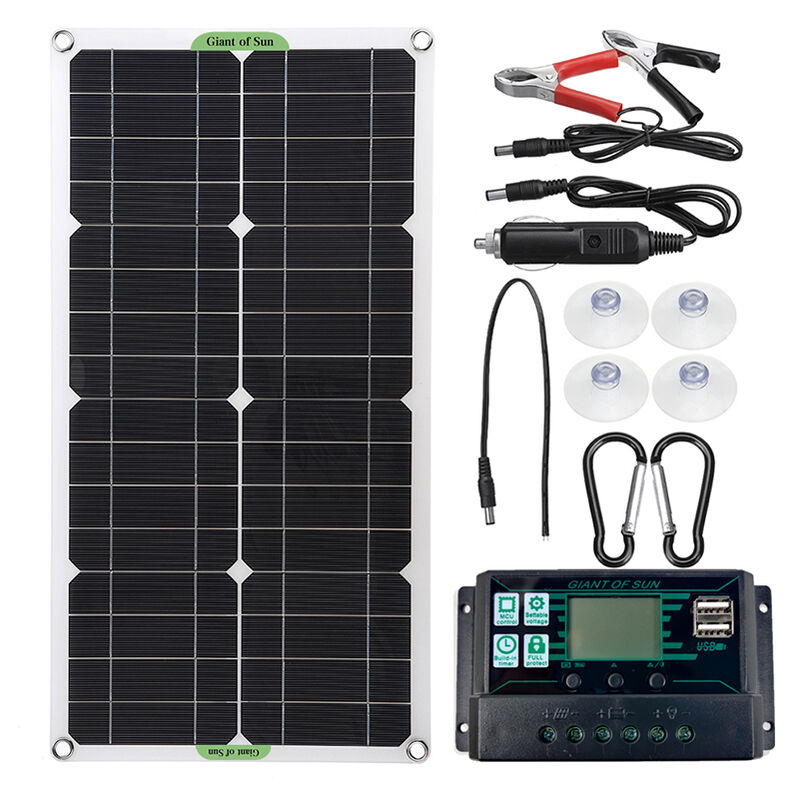 Kit de Panel Solar de 500W, células solares duales de 12/5V CC