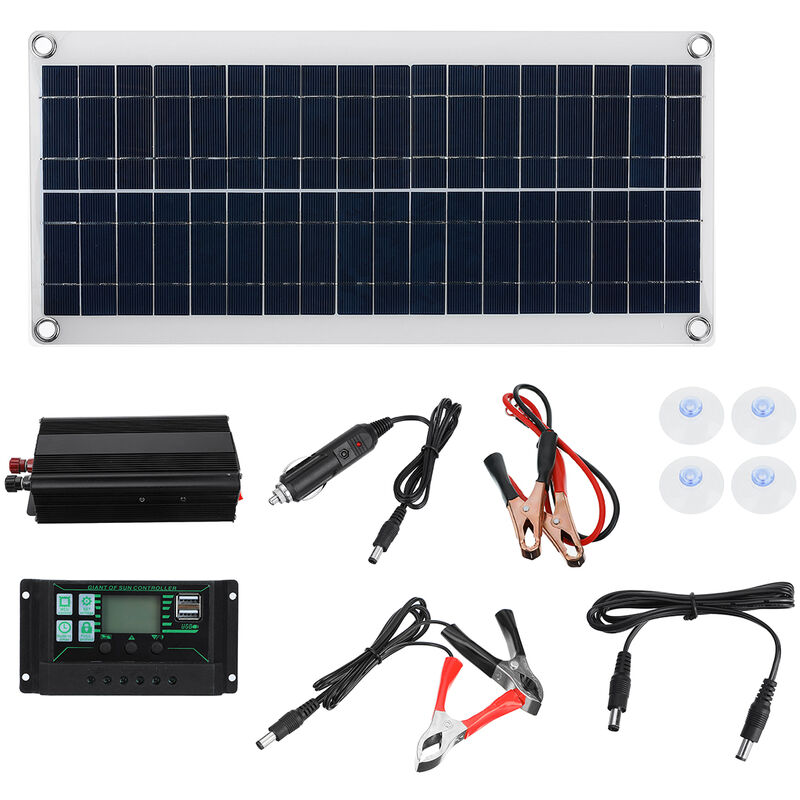  ECO-WORTHY - Kit de panel solar monocristalino de alta  eficiencia de 200 W, 12 V/24 V y controlador de carga PWM de 20 A/30 A para  RV, caravana, vehículo, cámper y